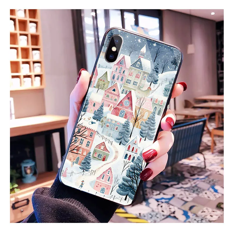 

Glass phone case For Samsung S25 S24 S23 S22 Ultra S24 Plus A55 A16 A54 A15 A56 A36 A34 Winter Christmas snowflake