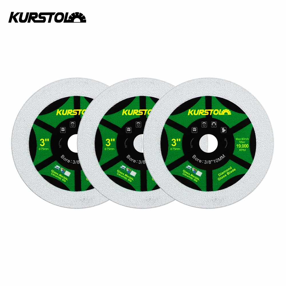 KURSTOL 1/2/3/5Pcs 75mm Glass Cutting Disc Ultra-Thin Diamond Saw Blade For Glass Ceramic Tile Marble 3inch Mini Disc Cutter