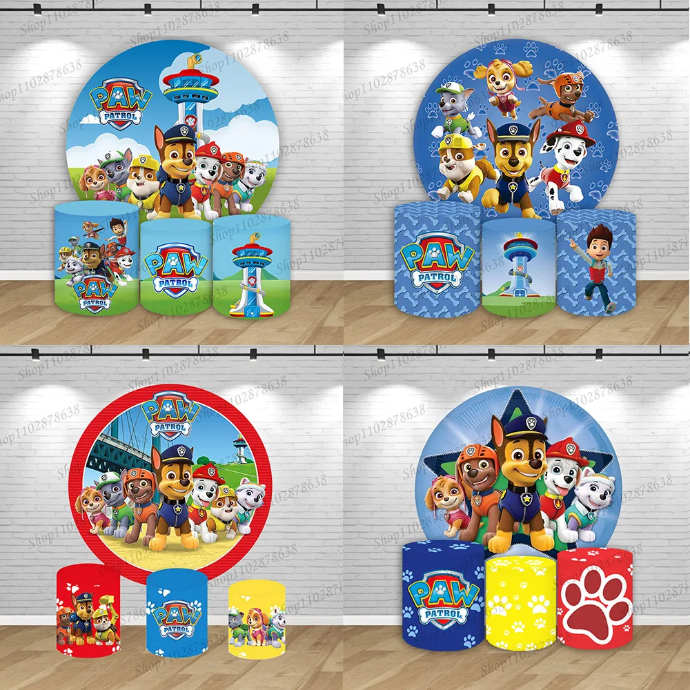 Funda Circular para Baby Shower de Paw Patrol, Fondo para Fotografía de Cumpleaños Infantil, Decoración de Cilindro de Paw Patrol, Accesorio para Fotomatón