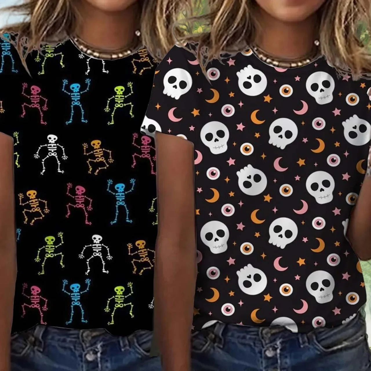 

Ladies' Street Fashion Fast Drying Breathable Sport Round Neck T-shirt New Halloween Breathable Comfortable Beach Party Home Top