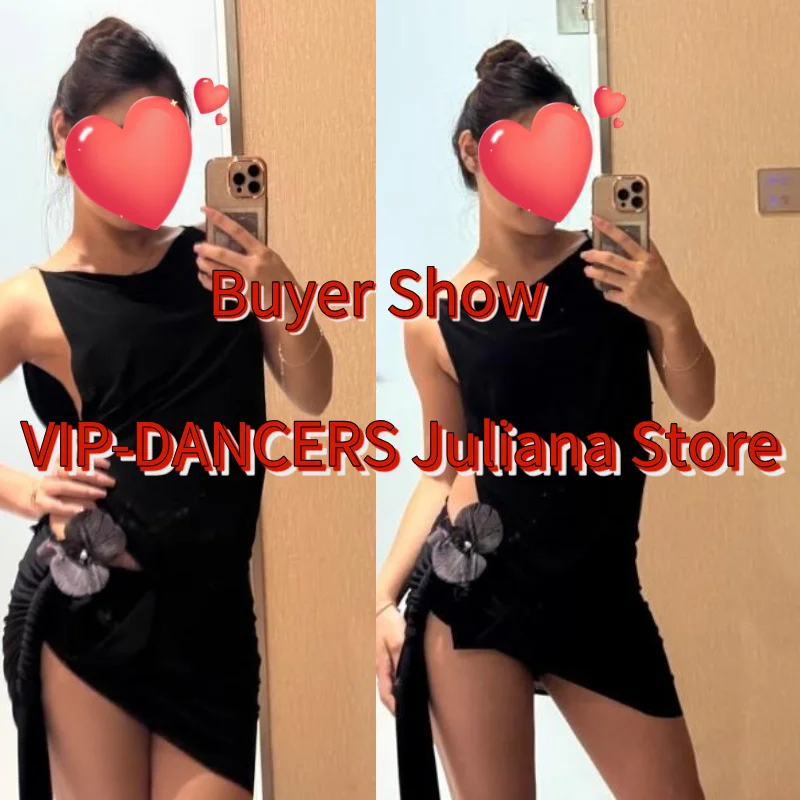 Vestido de dança latina feminino, verão, recorte irregular, vestido de dança latina, adultos, trajes de dança chacha, roupa de palco sl13023