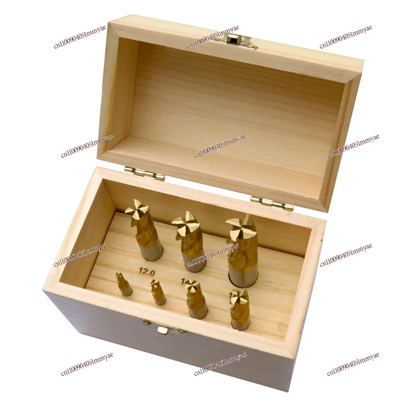 

Four-blade milling cutter titanium-plated 7-piece set for milling machine