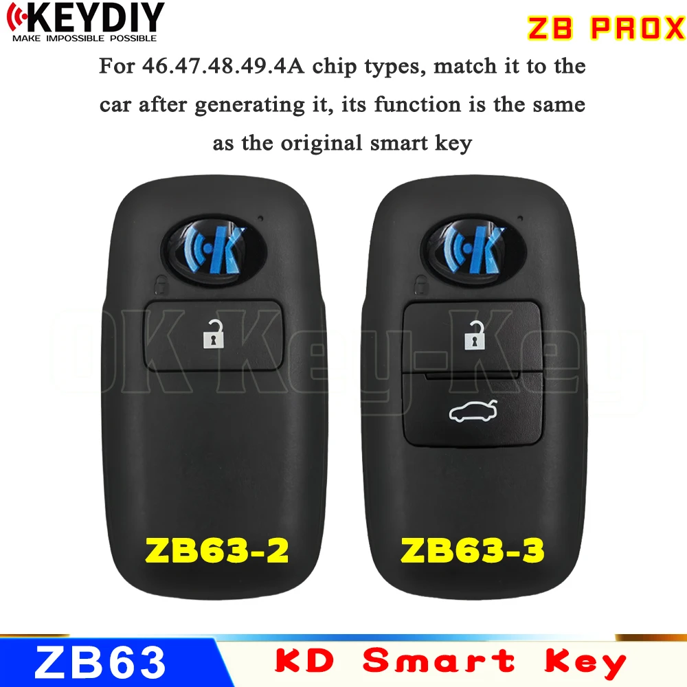 KEYDIY KD ZB سلسلة مفتاح ذكي للسيارة عن بعد ZB63-2 ZB63-3 لـ KD-X2 KD-MAX لنمط تويوتا