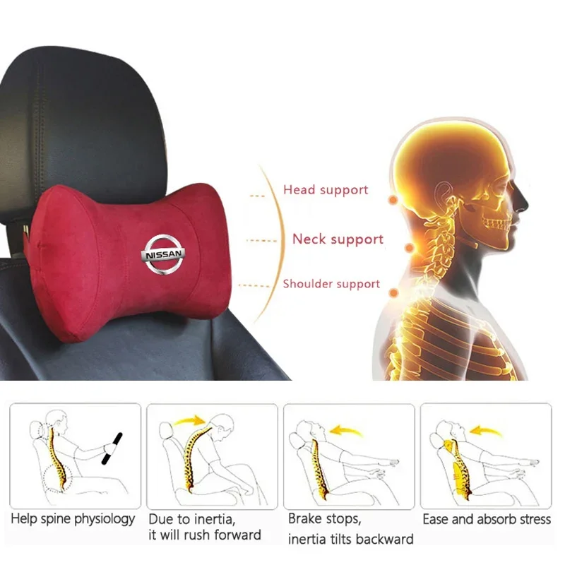 Car Interior Headrest for Nissan Juke Leaf Qashqai X-Trail Kicks Patrol Maxima Navara Micra Altima Auto Seat Neck Support Pillow