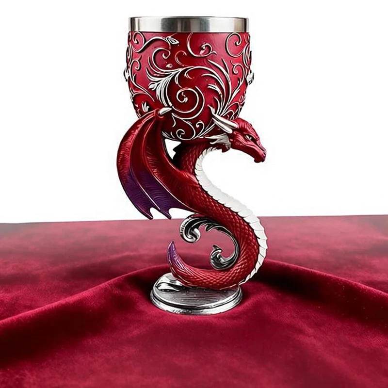 Dragon Wolf Cat Horse Skeleton Mug Stainless Steel Bar Party Red Wine Goblet Cup 200ML Home Office Medieval Holy Grail Retro