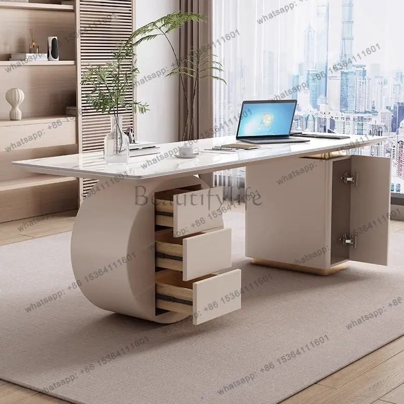 Italian light luxury rock slab desk modern simple computer desk