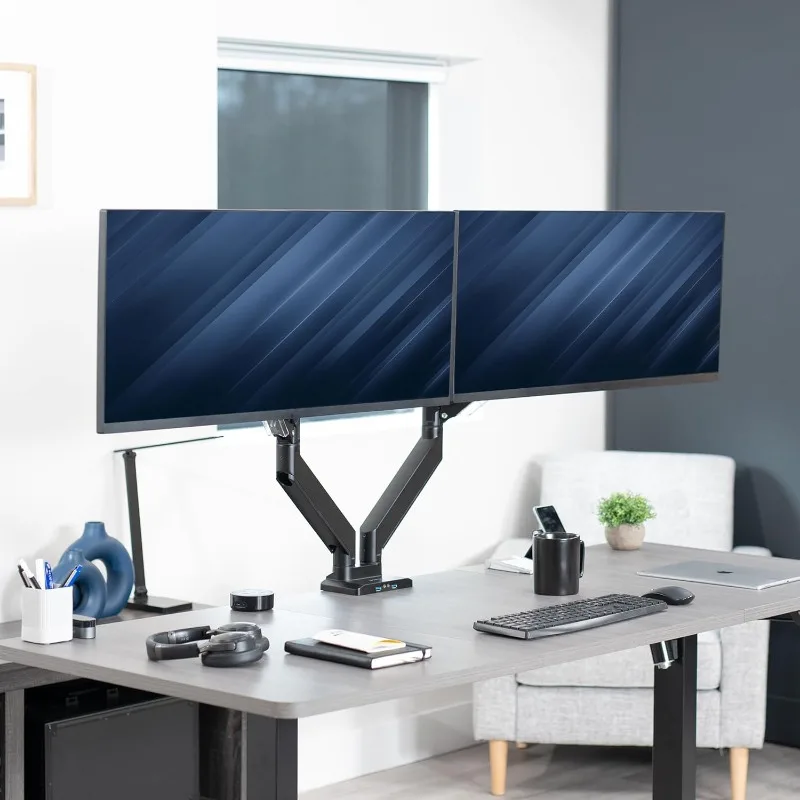 VIVO Premium Aluminum Heavy Duty Arms Fits 2 Ultrawide Monitors up to 38 inches Widescreen Dual Monitor Desk Mount with