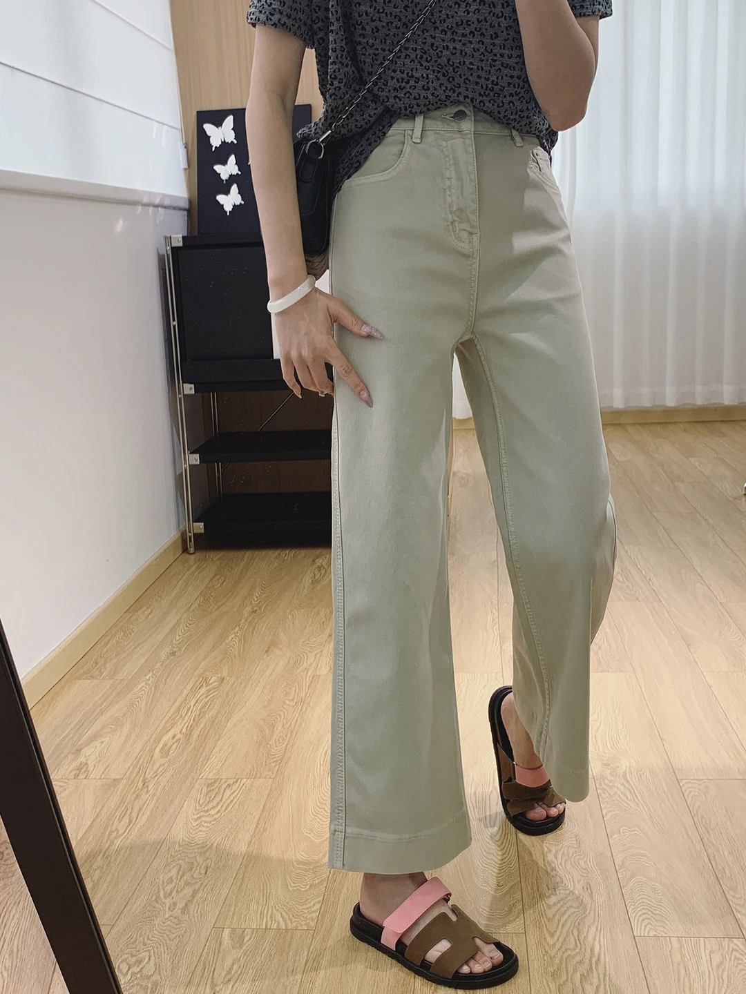 

High Waist Straight Leg Jeans Women's Spring Summer Thin Cotton Denim Pants Loose Fit Nine Points Wide Leg Pants