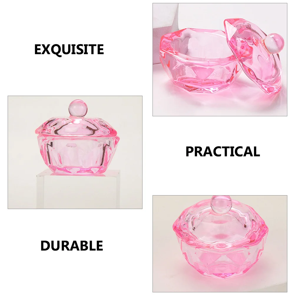 

2Pcs Pink Crystal Glass Monomer Dappen Dish Lid Acrylic Nail Liquid Holder Nail Art Salon DIY Tools Monomer Dish