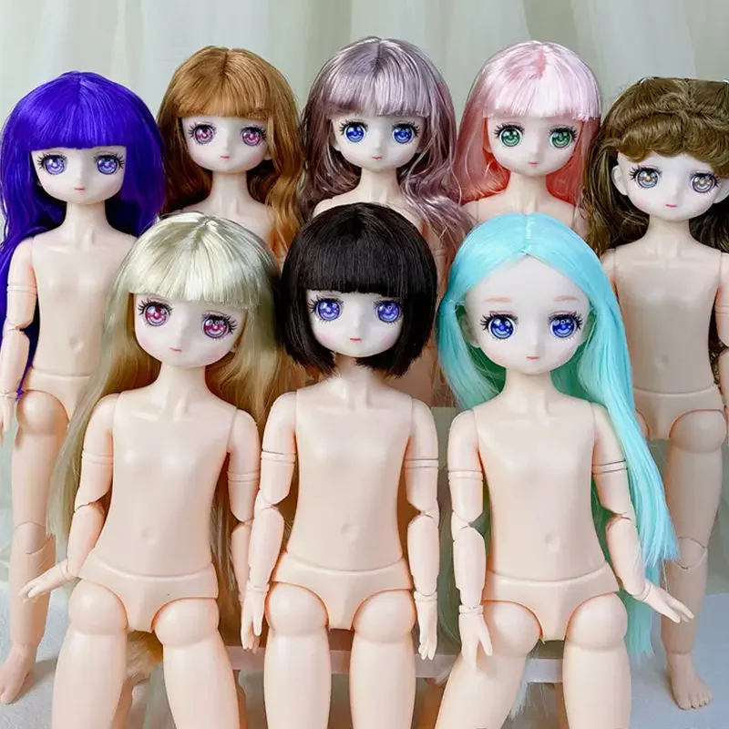 New 28cm Cartoon Face Doll 1/6 Bjd Anime Doll with Makeup Princess Doll Toys for Children