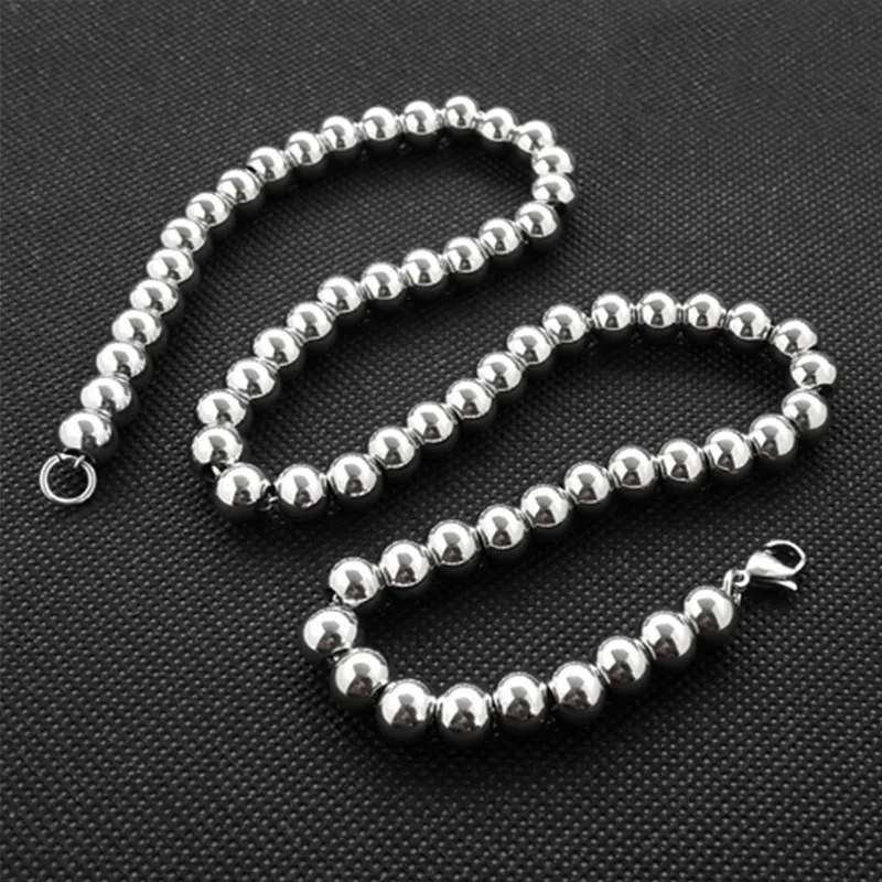 1PCS 65cm Stainless Stain Self defense Bracelet Bead Necklace 6mm/8mm/10mm Outdoor EDC Tools