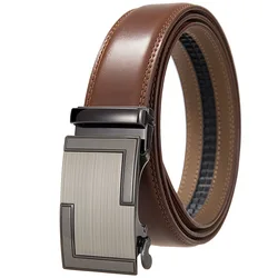 3.5 Width Tan Brown Leather Belt For Men High Quality Male Automatic Buckle Belts Trend Business Casual Mens Trouser Belt