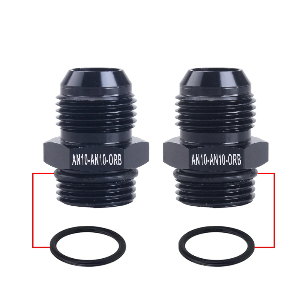 2Pcs Universal AN10 To AN10-0RB Thread Straight Fuel Oil Air Hose Fitting Male Adapter Car Auto Accessories