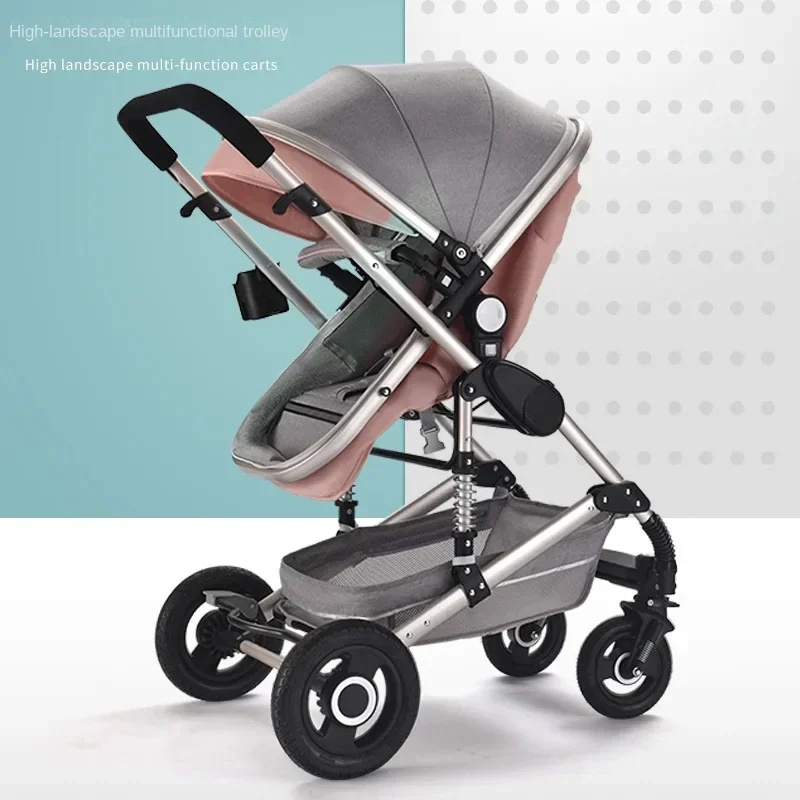 Baby Stroller Lightweight Folding Travel Stroller High Landscape Newborn Two-way Seat Four-wheel Shock Absorption Stroller