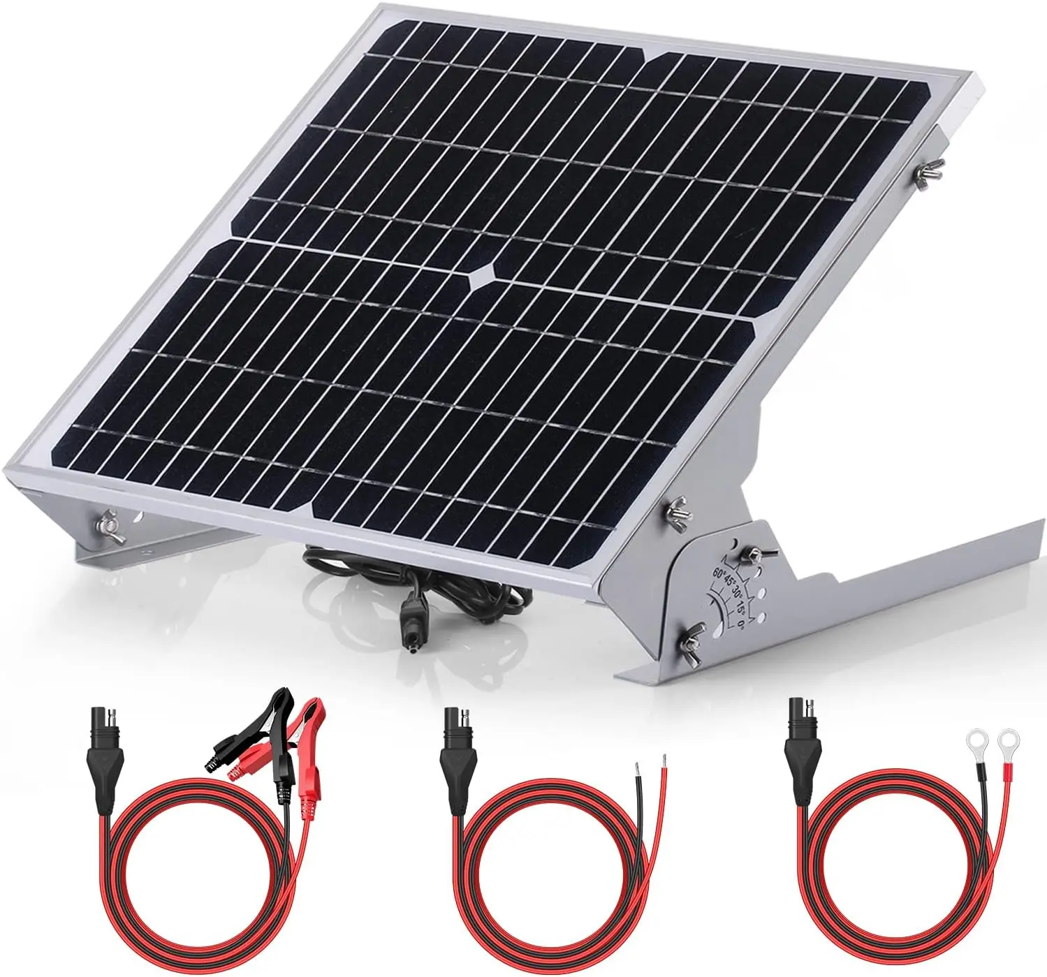 12V Solar Battery Charger Maintainer, Built-in Smart MPPT Charge Controller, Adjustable Mount Bracket, Waterproof 20 Watt Solar