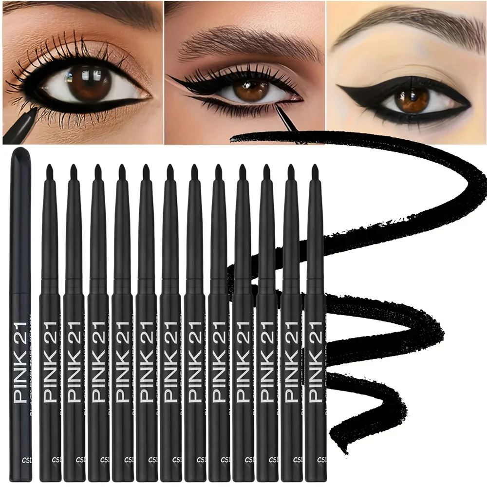3pcs Long-Lasting Black Eyeliner Pencils Smoky Eyeshadow Pencil Stick Multi-Function Eye Makeup Eyebrow Eyeliner Pen Makeup Tool