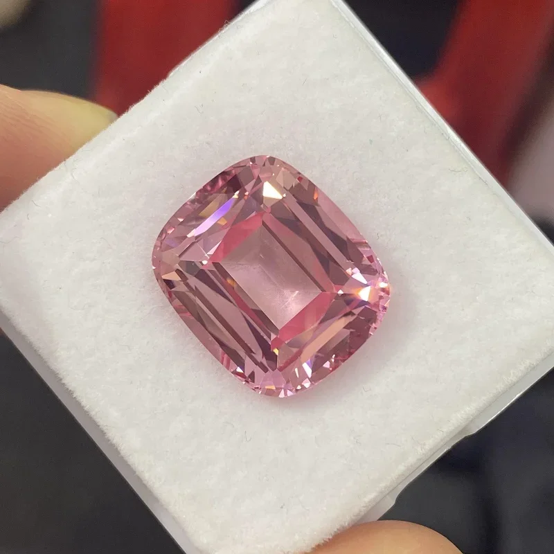 Bright Pink Lab Grown Morganite Cushion Cut 15x18mm 25ct Loose Stone for Rings and Earrings