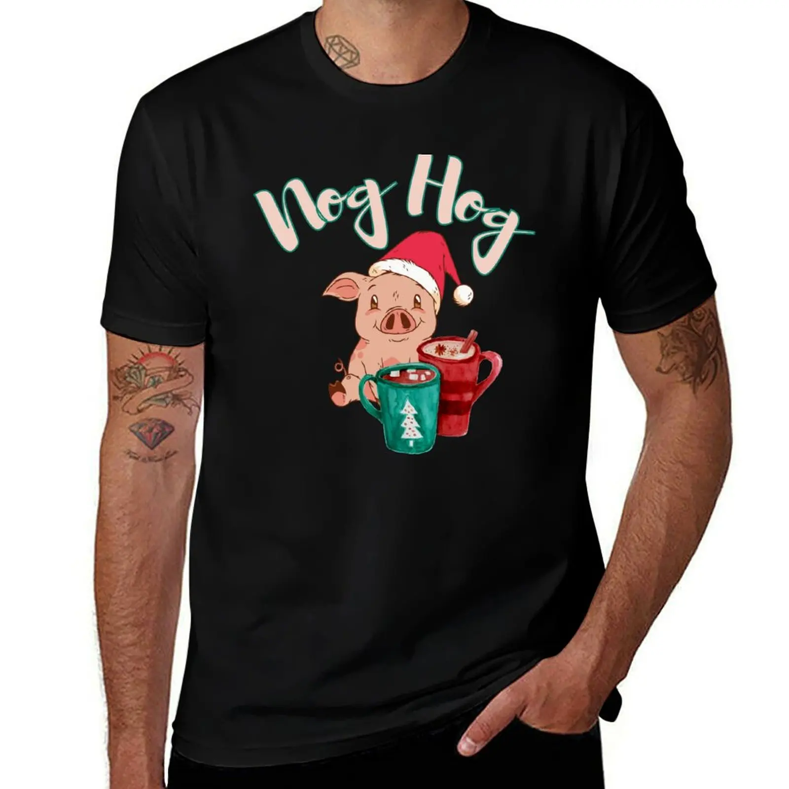 Nog Hog Dont Hog the Eggnog design! Funny Cute Christmas pig eggnog design! T-Shirt