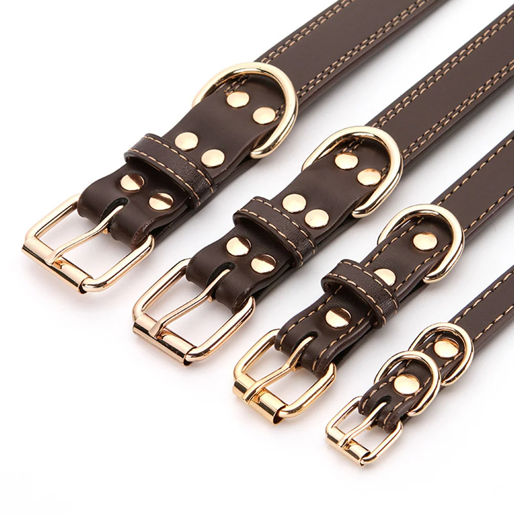 

Pet Adjustable Collar Coffee Xs Rivet D-Ring Bell Necklace Decorative Dog Collar for Large Pets Dog Necklace