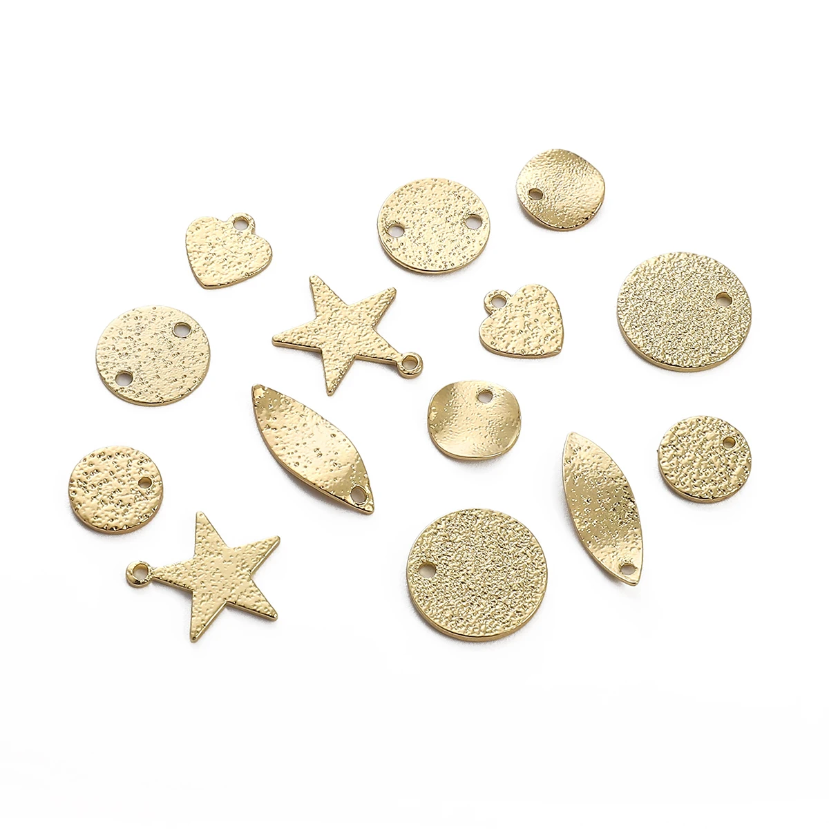 

2PCS DIY Hammered Brass Charms Coin Shaped Connectors Jewelry Making Supplies for Earrings Necklaces Bracelets