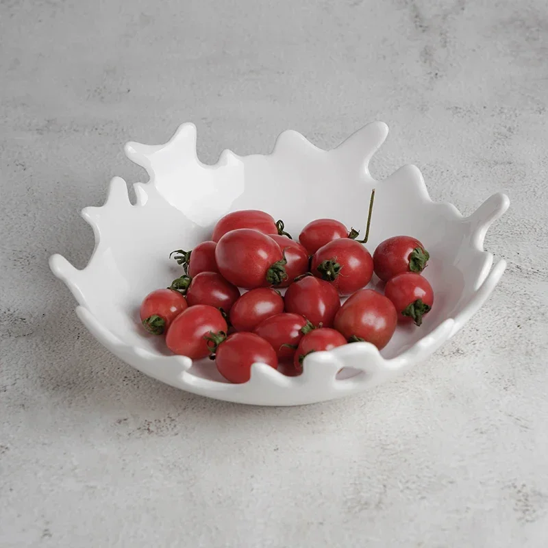 

Restaurant Creative Irregular Ceramic Tableware European-style Special-shaped Fruit Plate White Coral-shaped Dessert Plate