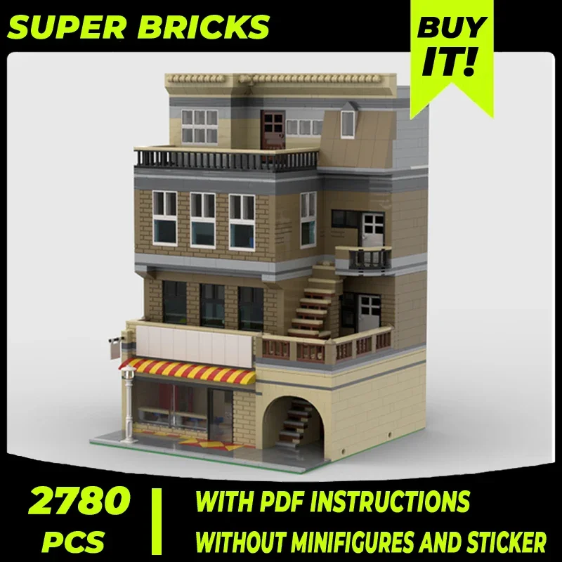 

Street View Model Moc Building Bricks Takeaway And Apartment Technology Modular Blocks Gifts Christmas Toys DIY Sets Assembly