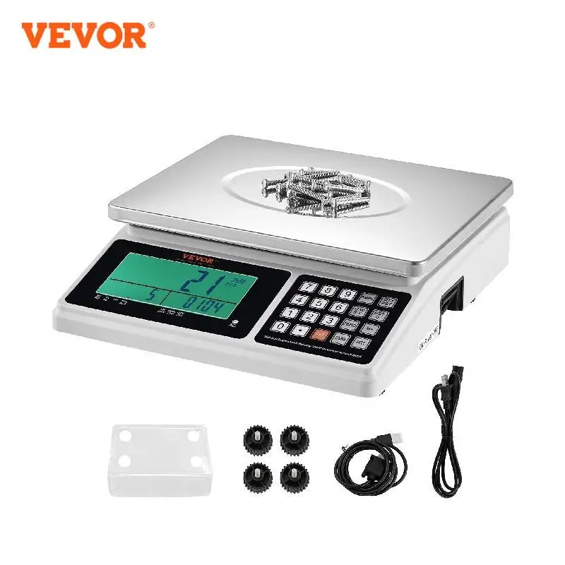 

VEVOR 30kg /1g Digital Counting Scale Electronic Gram Scale with RS232 Port and LCD Screen for Parts Coins Home Food Weighting