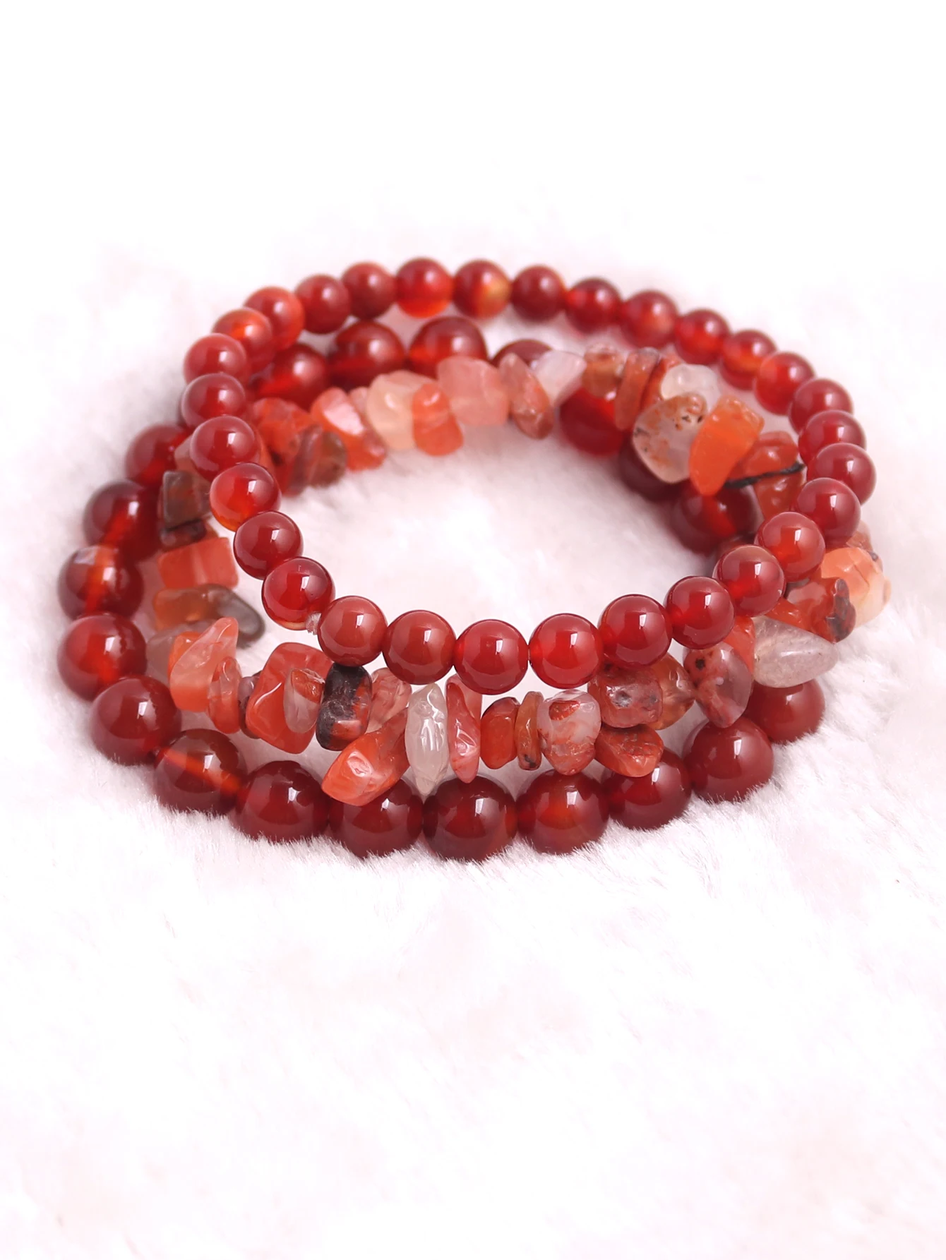 3pcs/set  Natural Agate 6mm 8mm Beads Bracelets Raw Carnelian Stone Bracelets For Women Girls Gifts