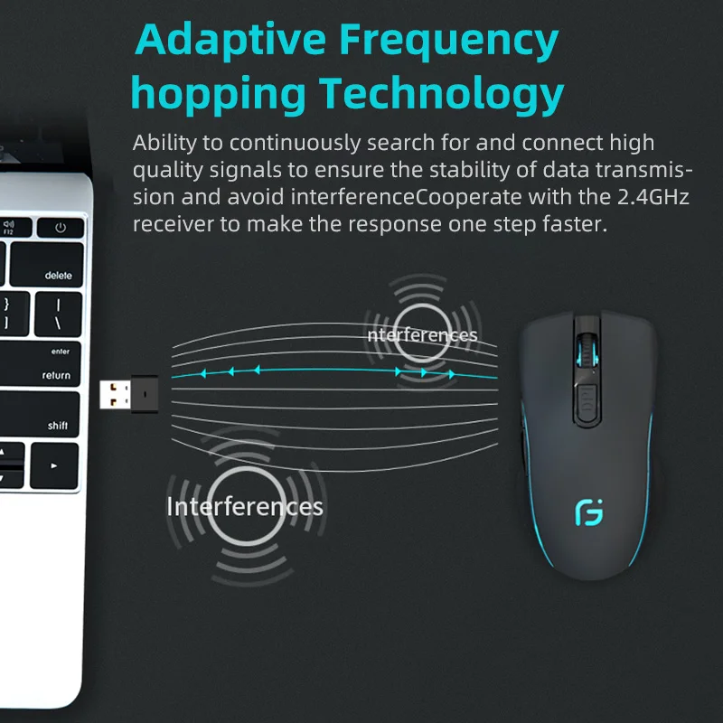 Upgraded X9 Wireless Bluetooth Mouse Rechargeable Dual Mode (Bluetooth 5.0 + 2.4G) Computer Mice 5 Adjustable DPI Levels  Mouse