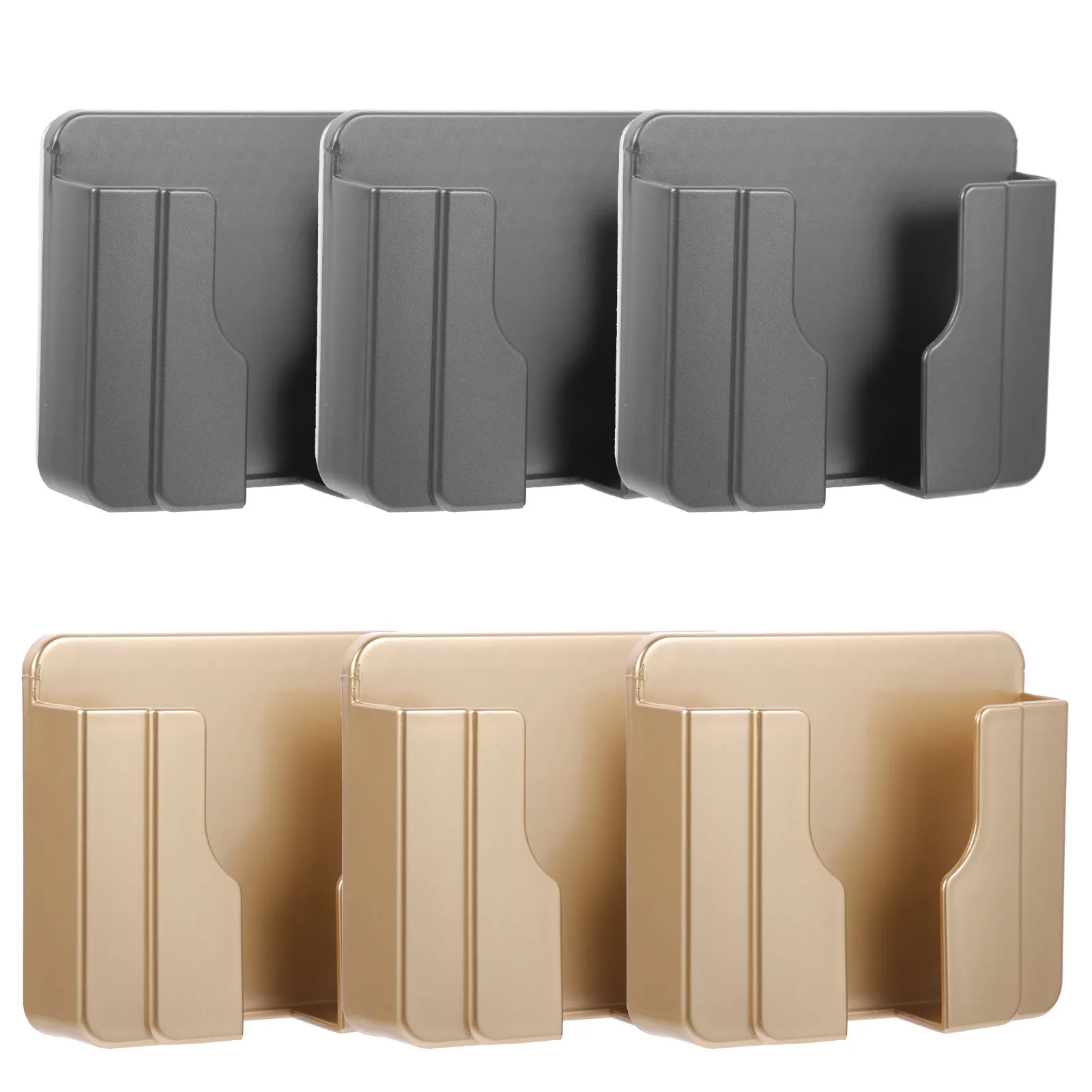 6Pcs Wall Mount Phone Holder Adhesive Self-Standing Rack Charging Stand Storage Organizer for Home Office Kitchen Bathroom view 2