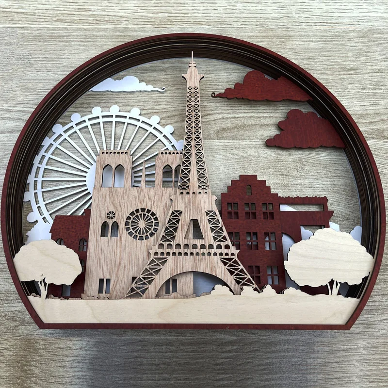 

Paris Eiffel Tower/Notre Dame de Paris/Wood Bookend