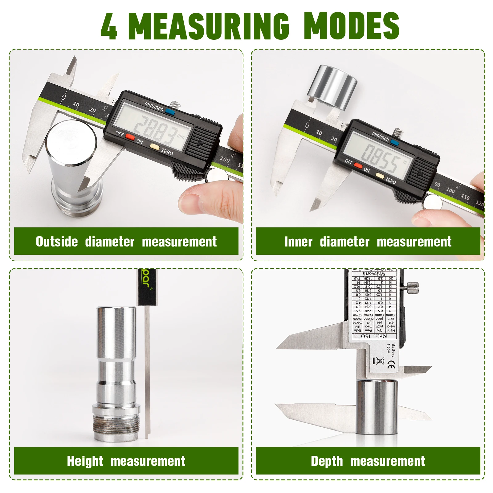 Huepar Measuring Tool Stainless Steel Digital Caliper Electronic Magnatic Vernier Caliper For Inner Outer Depth & Level Scale