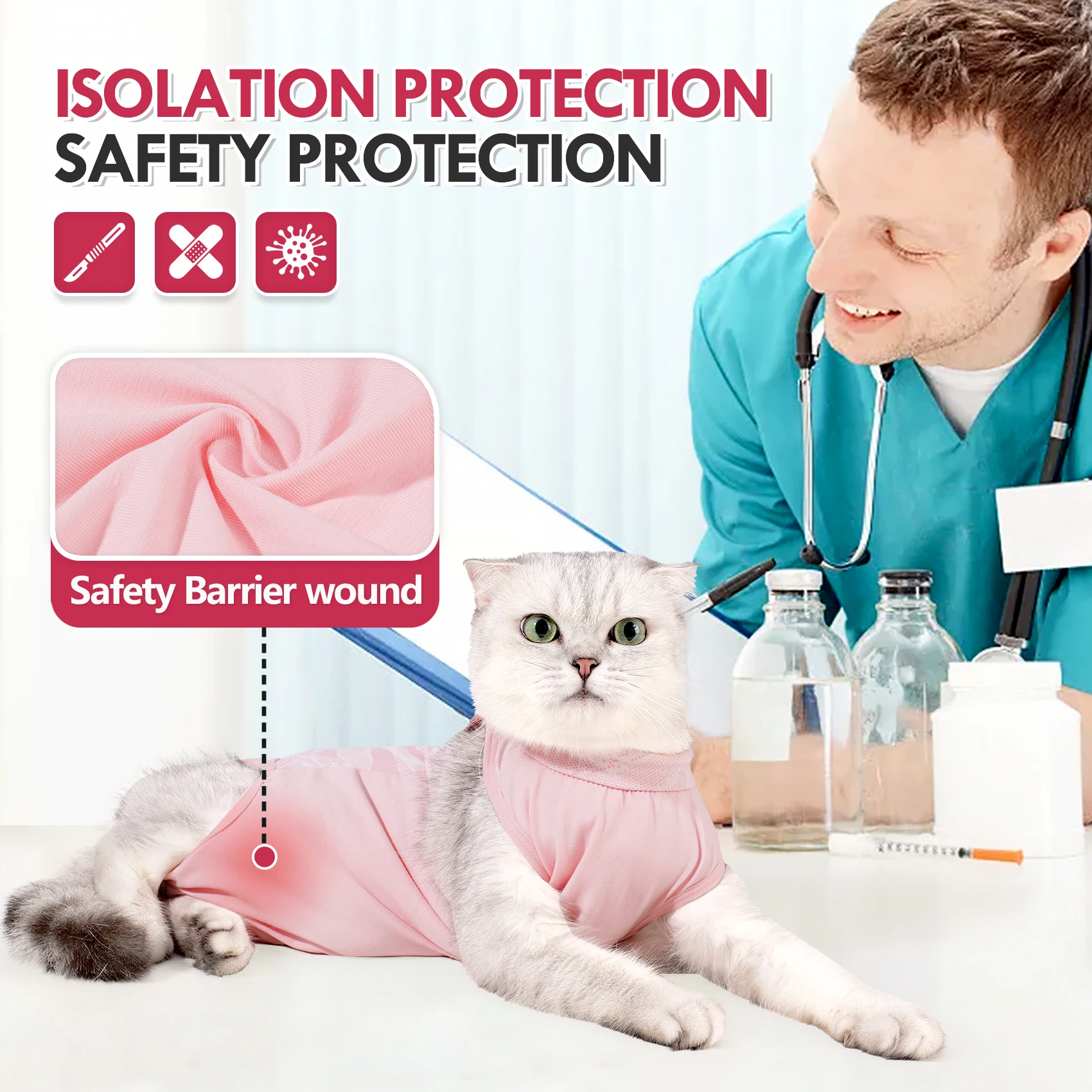 Combinaison de protection pour chat après opération chirurgicale_voghion.com