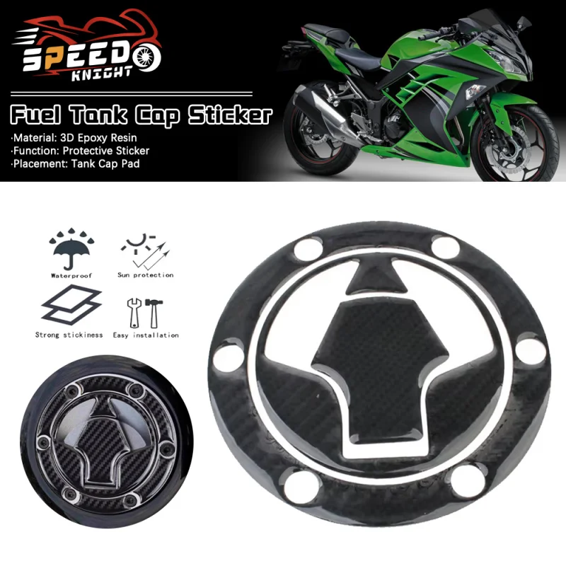 Pegatina de almohadilla de depósito para motocicleta Kawasaki ninja250 ninja300 Ninja 250 300, cubierta de calcomanías de tapa de gasolina 3D de fibra de carbono