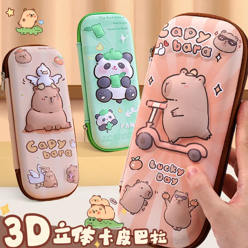 Cute 3D Cartoon Pencil Bag with Zipper Large Capacity Storage Pencil Cases for Kids Boys Girls Stationery School Supplies