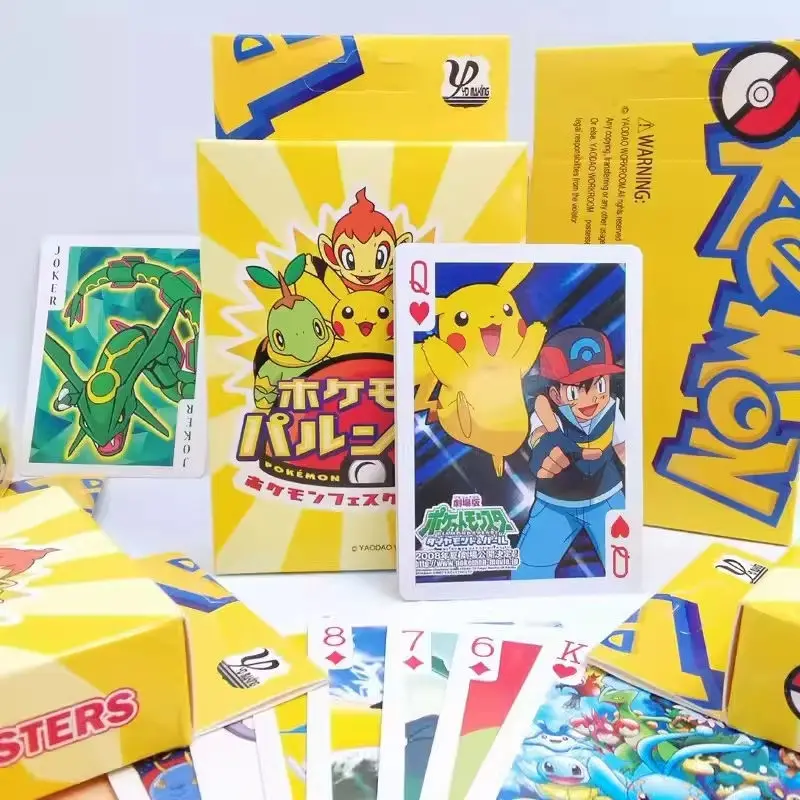 Cartas de Juego de Anime Pokémon/Naruto/One Piece - Baraja Estándar de 54 Piezas con Pikachu y Personajes, Cartas de Póker Coleccionables