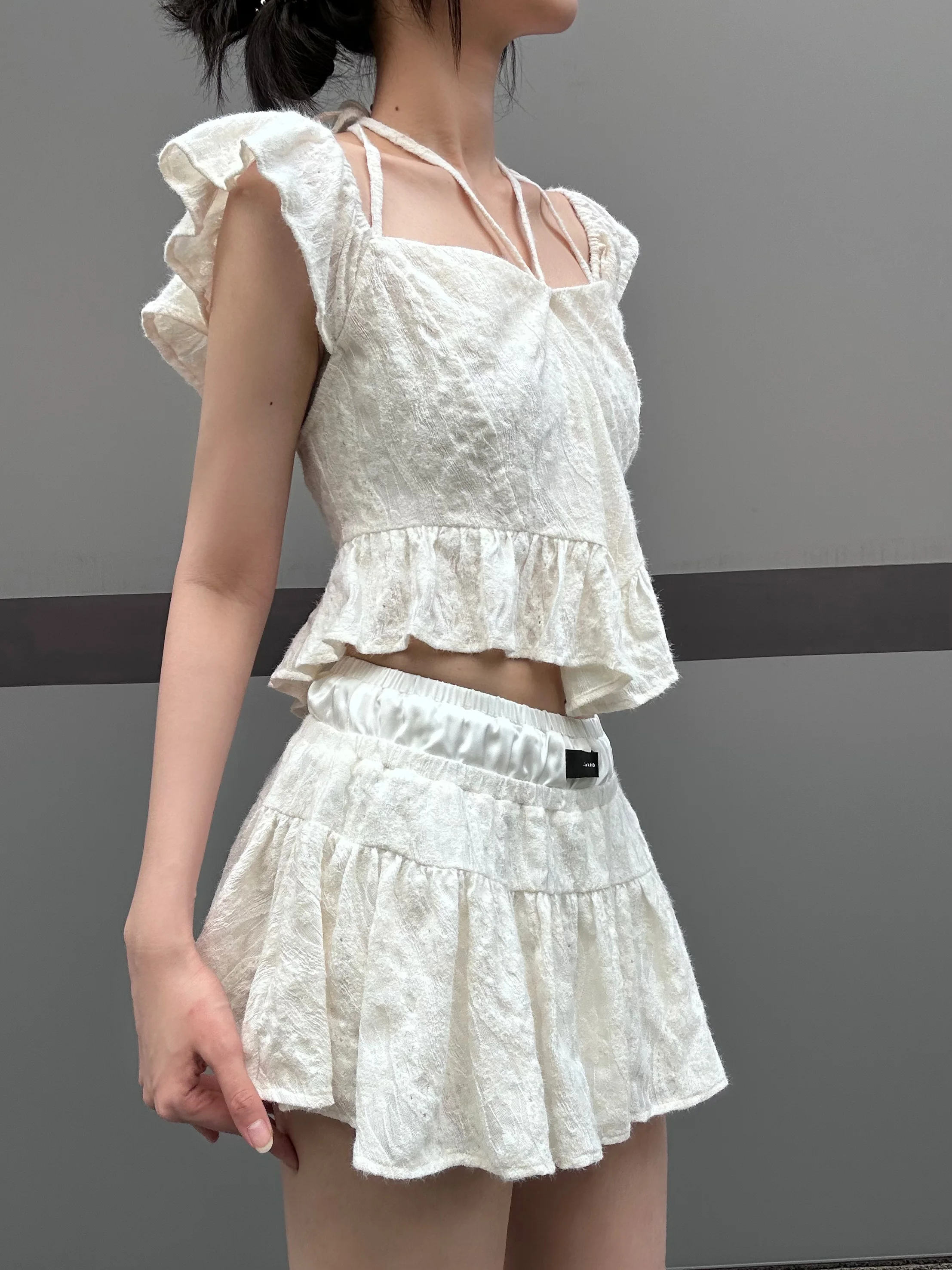 

OthJul Original Lace Trim ter Top Cover up Women's Summer Vaion Sle Set Patchwork Skirt Cotton Faion Ensemble