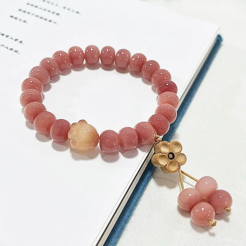 Natural White Jade Bracelets For Students Soft Gentle Finger Movements Playing With Bodhi Bea Holding Buddha And Prayer