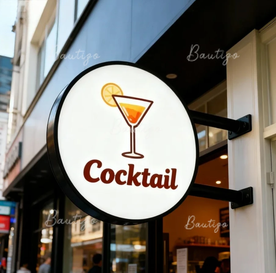 Custom Double Sided LED Sign Business Logo Illuminated Lightbox Sign-ceiling Mounted Advertising Logo&advertising Neon Bar Shop