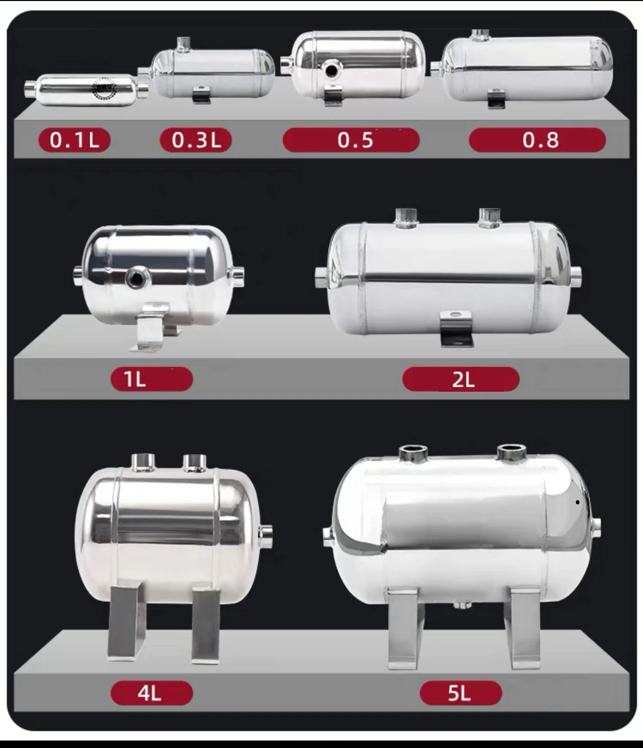 01/2/3/4/5/10/12 لتر 304 ضاغط هواء من الفولاذ المقاوم للصدأ خزان صامت محمول خزان هواء استقبال صغير #3