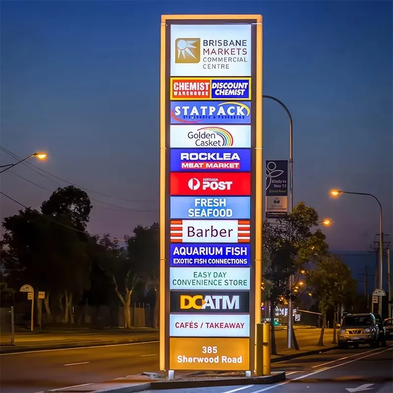 Hight Quality Roadside Standing Pillar Board Advertising Led Pylon Sign Wayfinding Advertising Pylon Sign for Shopping Center