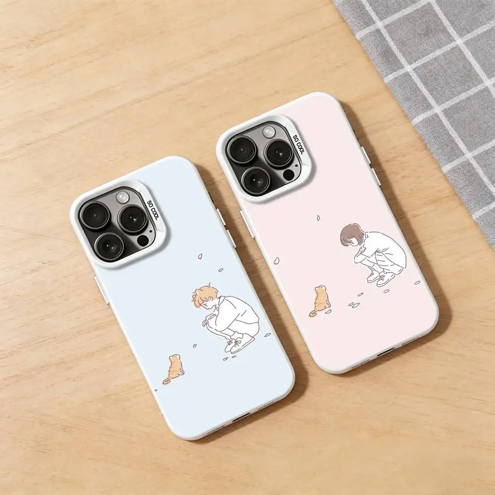 

Couple Matching Phone Case for iPhone 17 16 Pro Plus X XS Max Air Mini 15 14 Soft Shockproof Cover