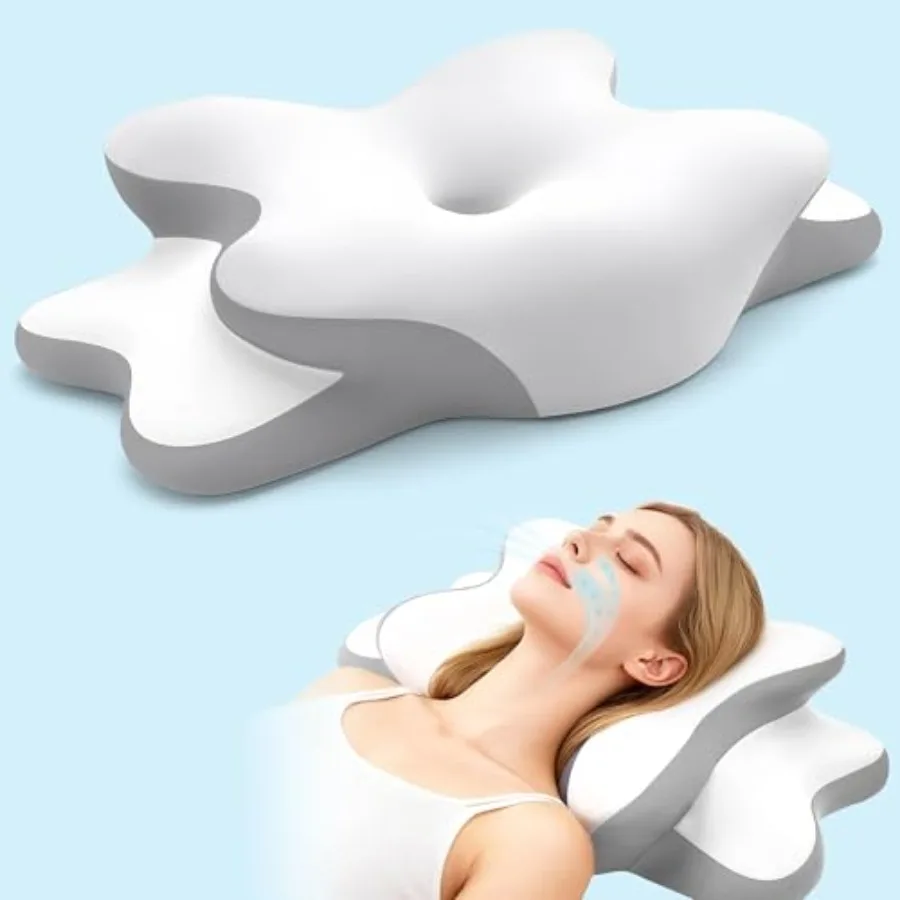 

Sleep Apnea Pillow with Neck Pain and Snoring Relief -Orthopedic Cervical Pillow Ergonomic Contour Memory Foam for Side Back St