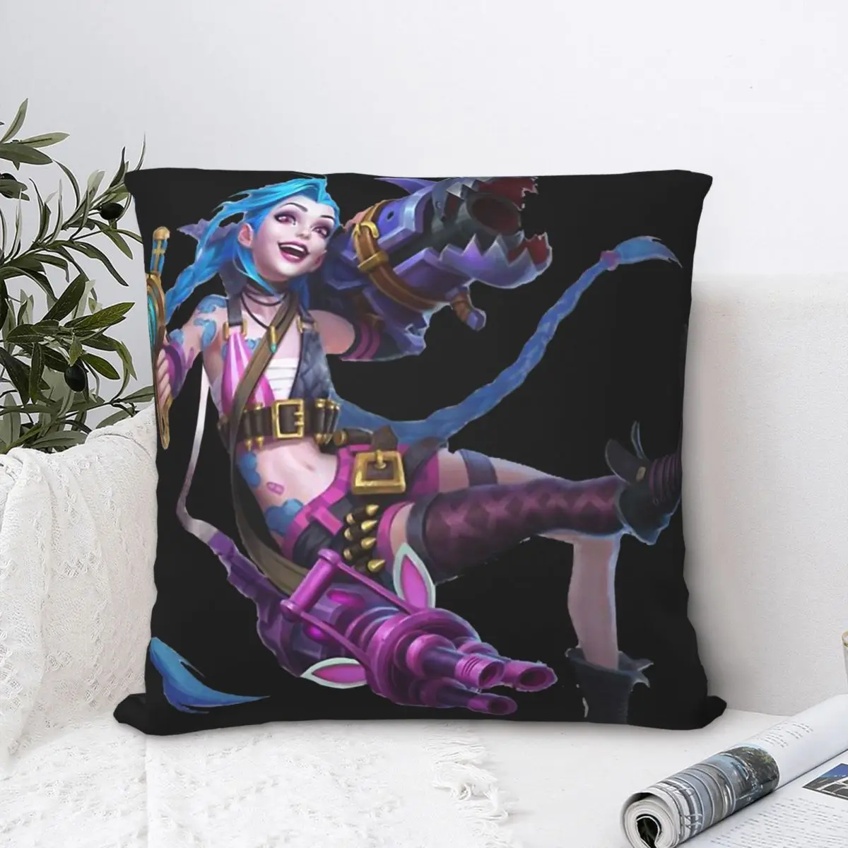 Jinx Throw Pillow Case Arcane League of Legends Cushion For Home Sofa Chair Decorative Hug Pillowcase