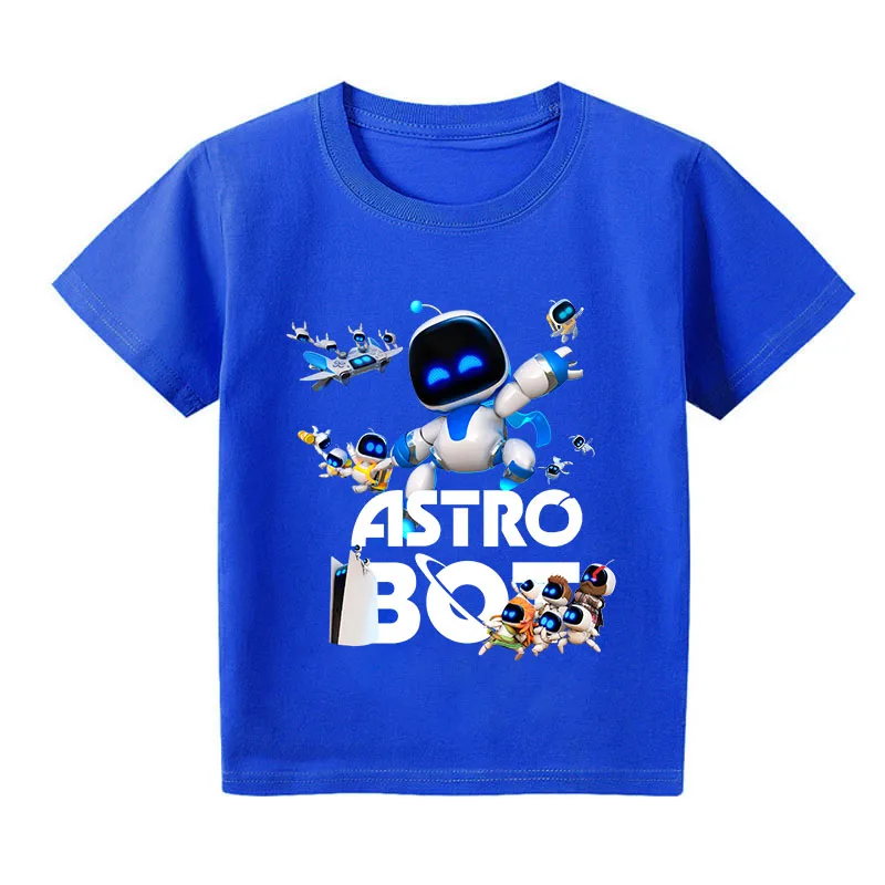 Astro Bot Kids Fashion Cotton T-shirt Children Short Sleeve Tops Boy Anime Cute Clothing Summer Cartoon Tee Christmas Gifts 2025