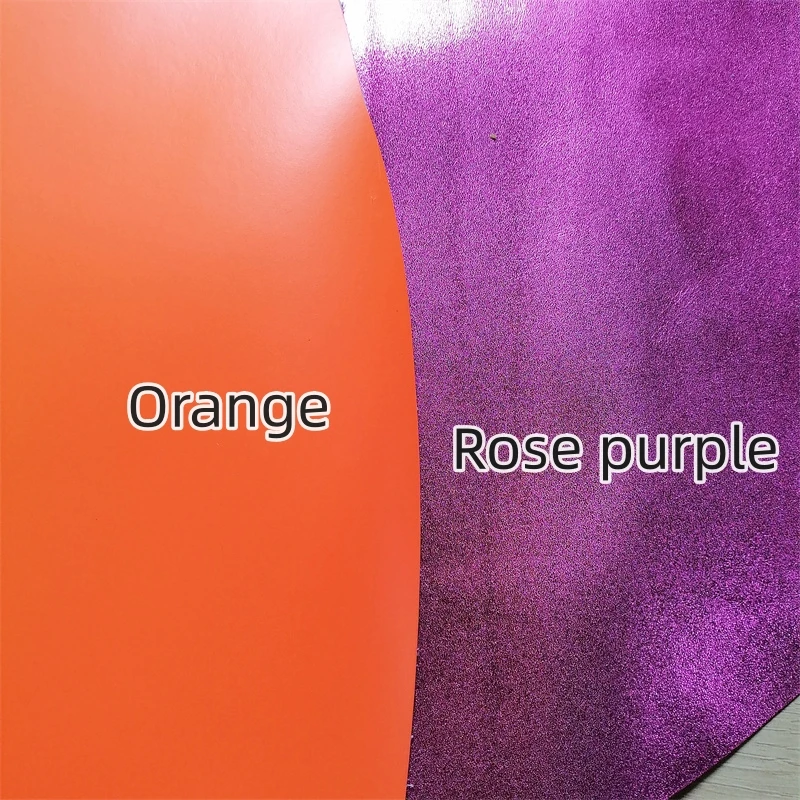 0.9/1.5 MM Orange/Rose Purple Top-Grain Cowhide. Genuine Leather Material. Handmade DIY For Bags. Full Sheet Cutting.