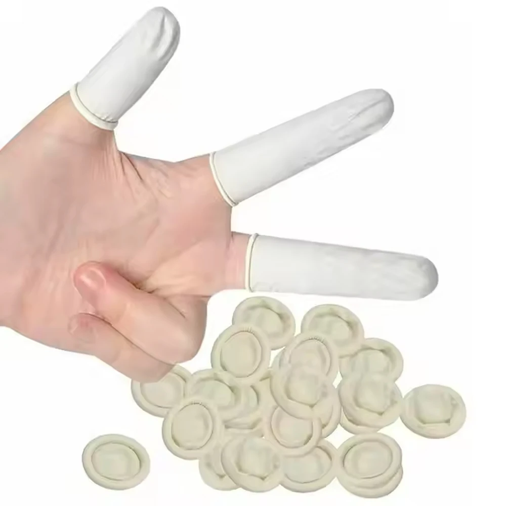 

Disposable Latex Anti-stati Protective Rubber Finger Cots Fingertips Covers White Gloves Protect Keeping Dressing Dry and Clean