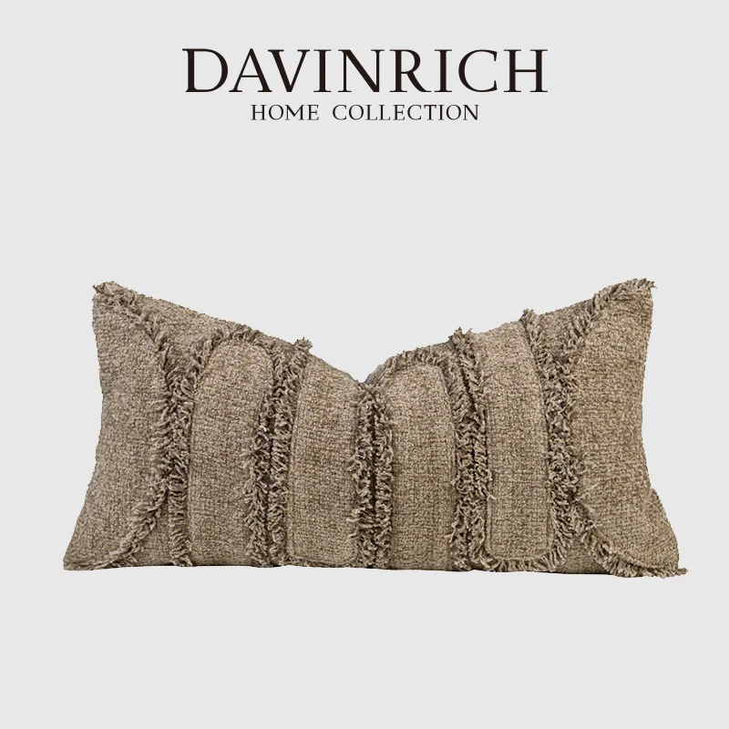 

Современная поясничная Подушка DAVINRICH в марокканском стиле Wabi Sabi, искусственная текстурированная Подушка коричневого каштана, наволочка для виллы, отеля, офиса