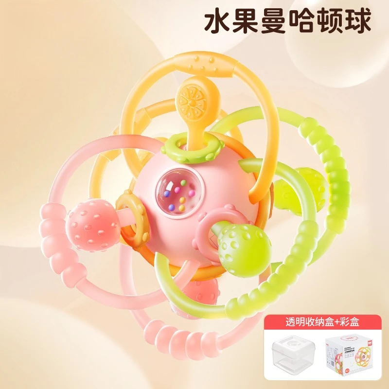

Жевательный сенсорный шарик, экологически чистая пищевая силиконовая игрушка для прорезывания зубов для детей, раннее образование, обучение хватанию, От 3 до 6 месяцев для младенцев