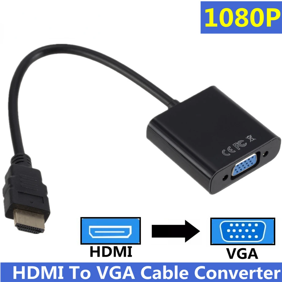 1080P HDMI-compatible to VGA Adapter Digital to Analog Converter Cable For Xbox PS4 PC Laptop TV Box to Projector Displayer HDTV